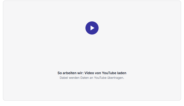 der Zwei-Klick-Platzhalter im Funnel mit dem Hinweis "Video von YouTube laden" und der Zeile darunter