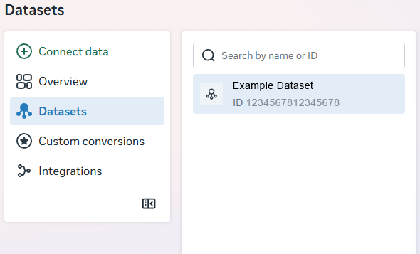 Der Events Manager mit der markierten Pixel-ID unter dem Namen der Datenquelle