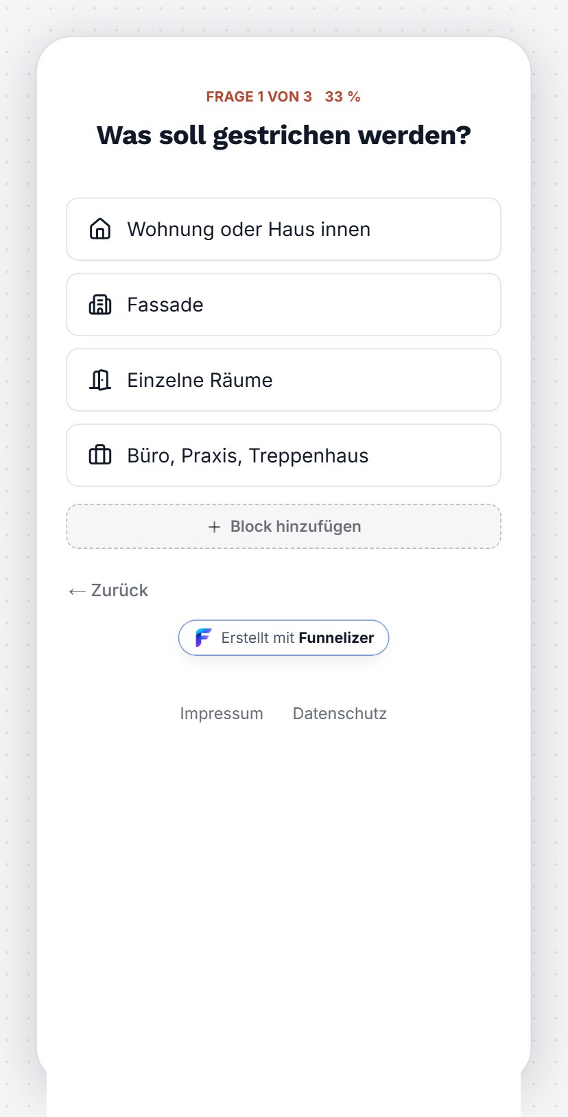 Die Vorschau im Builder mit dem Funnel im Geräterahmen.
