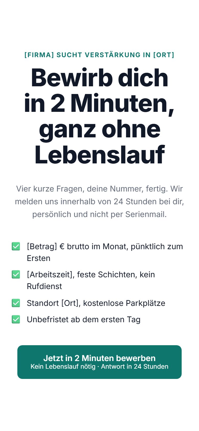 Die Vorlage Express-Bewerbung auf dem Telefon